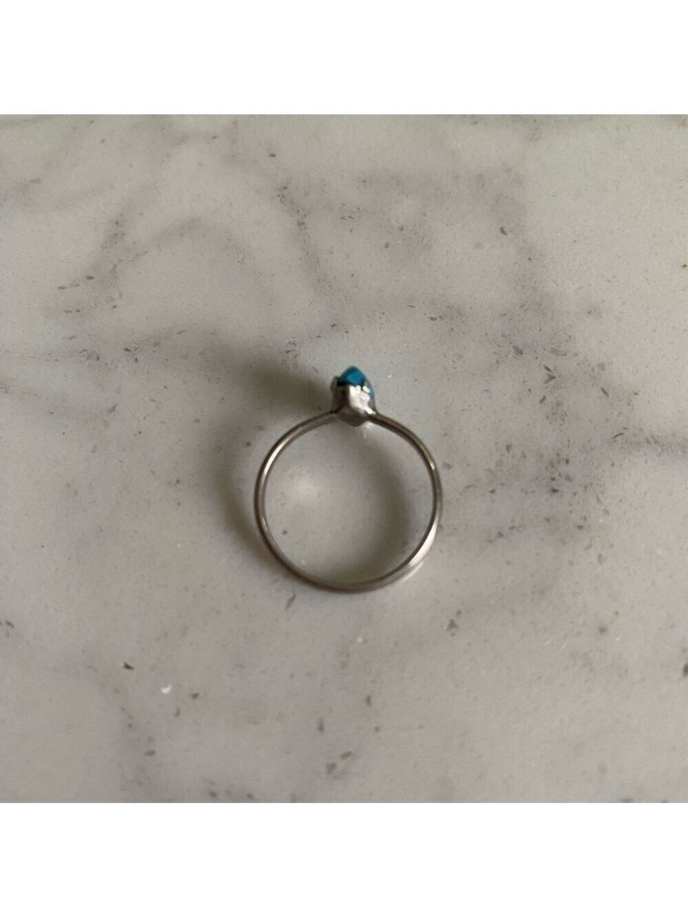 Silver Turquoise Ring Size 5 - Picture 3 of 4
